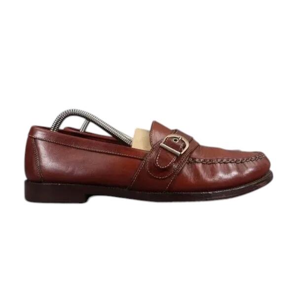 Cole Haan Shoes Mens 8.5 Loafers Leather Buckle Strap Moc Toe Handsewn Slip On - Picture 1 of 15